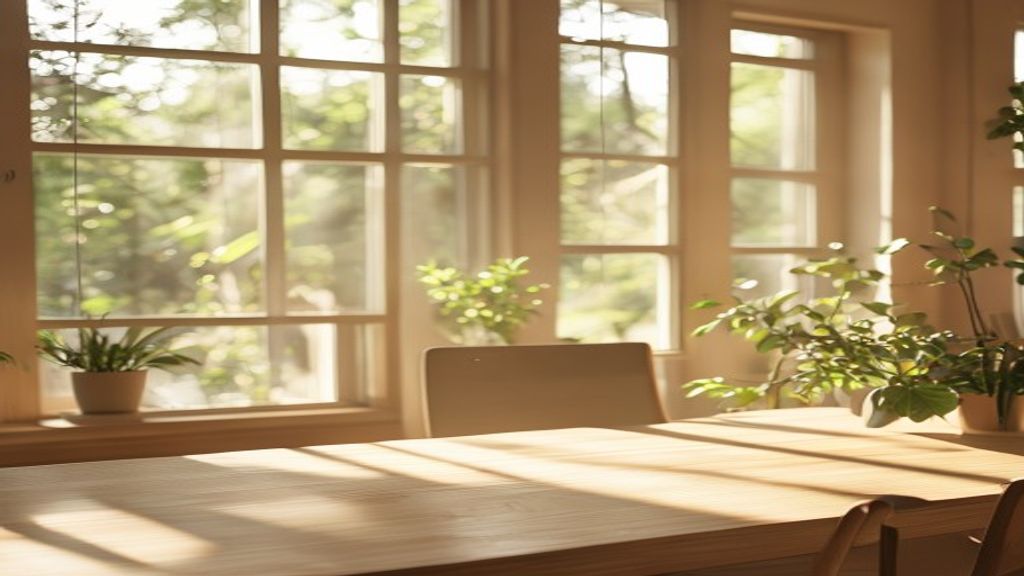 Stille arbeidsområde med naturlig lys og minimalistisk inredning